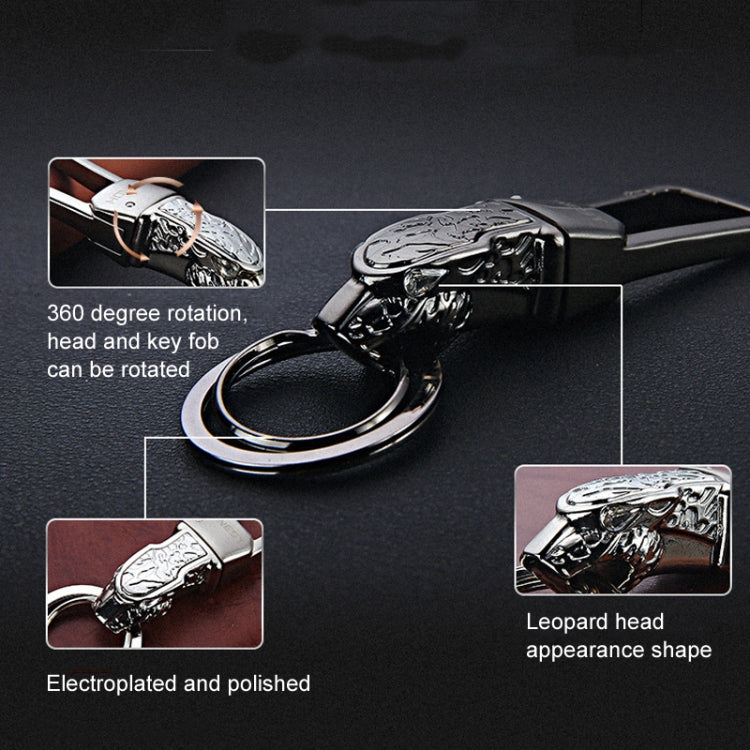 HONEST Metal Car Keychain Leopard Head Key Chain Pendant(Basic Black Nickel) - In Car by HONEST | Online Shopping UK | buy2fix