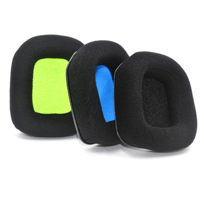 For Logitech Astro A20 2pcs Fleece Memory Foam Headphone Covers Earmuffs(Black Green Net) - Apple Accessories by buy2fix | Online Shopping UK | buy2fix