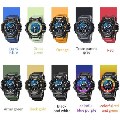 SMAEL 8049 Waterproof Sports Watch Men Multi-function Night Light Electronic Watch(Black Blue Purple) - Leather Strap Watches by SMAEL | Online Shopping UK | buy2fix