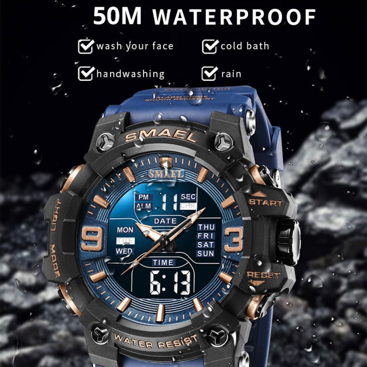 SMAEL 8049 Waterproof Sports Watch Men Multi-function Night Light Electronic Watch(Black Blue Purple) - Leather Strap Watches by SMAEL | Online Shopping UK | buy2fix