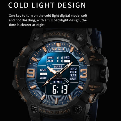 SMAEL 8049 Waterproof Sports Watch Men Multi-function Night Light Electronic Watch(Black Blue Purple) - Leather Strap Watches by SMAEL | Online Shopping UK | buy2fix