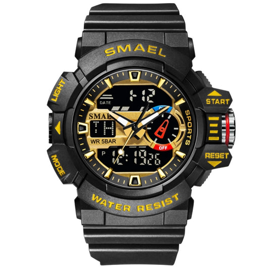 SMAEL 8043 Multifunctional Dual Display Shockproof Outdoor Waterproof Sports Quartz Watch(Black Gold) - LED Digital Watches by SMAEL | Online Shopping UK | buy2fix