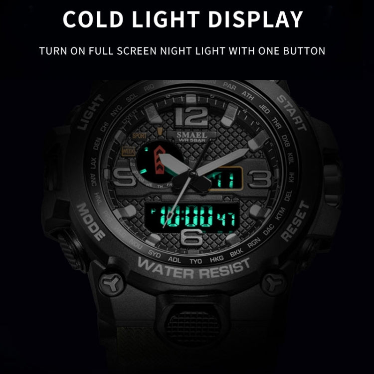 SMAEL 1545D Time Men Anti-falling Night Light Alarm Waterproof Sports Watch(Camouflage Khaki) - Sport Watches by SMAEL | Online Shopping UK | buy2fix