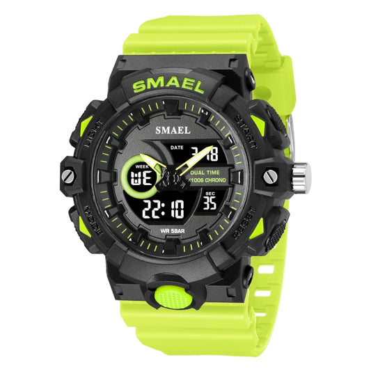 SMAEL 8081 Multifunctional Waterproof Luminous Numeric Digital Dual Display Outdoor Sports Watch(Green) - LED Digital Watches by SMAEL | Online Shopping UK | buy2fix