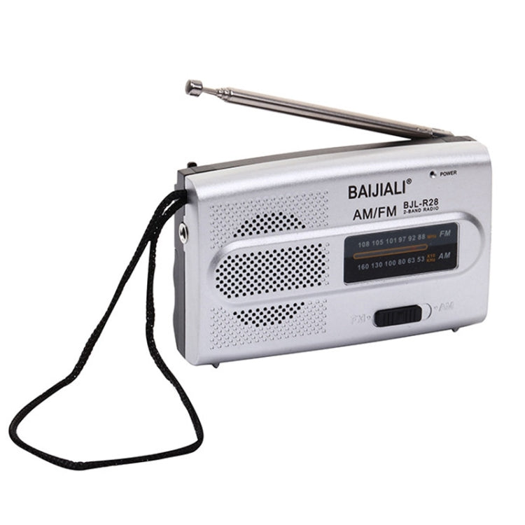 BAIJIALI BJL-R28 Elderly Portable Portable Retro Radio AM / FM Two Band Radio(Silver Gray) - Consumer Electronics by BAIJIALI | Online Shopping UK | buy2fix