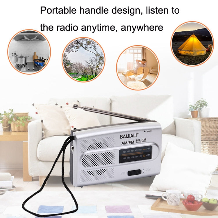 BAIJIALI BJL-R28 Elderly Portable Portable Retro Radio AM / FM Two Band Radio(Silver Gray) - Consumer Electronics by BAIJIALI | Online Shopping UK | buy2fix