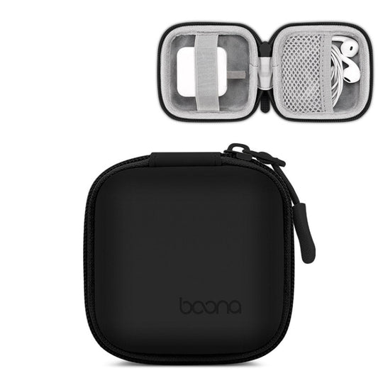 Baona BN-F001 Leather Digital Headphone Cable U Disk Storage Bag, Specification: Small Square Black - Digital Storage Bag by Baona | Online Shopping UK | buy2fix