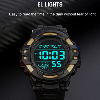 SKMEI 2003 Multifunctional Back Light Sports Watch Mens Countdown Date Alarm Clock Watch(Gold Black Machine) - LED Digital Watches by SKMEI | Online Shopping UK | buy2fix