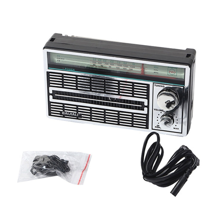 BAIJIALI BJL-1202AC Two Bands Retro Radio Portable Outdoor Large-capacity Storage Volume Speaker Player(Silver) - Consumer Electronics by BAIJIALI | Online Shopping UK | buy2fix