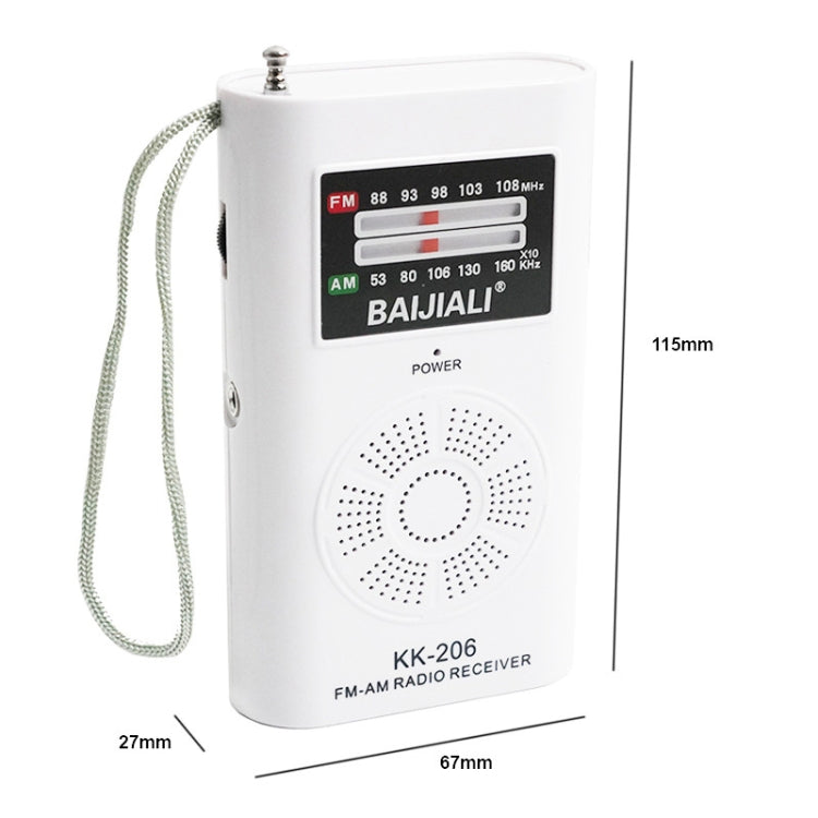 BAIJIALI KK-206 Mini Portable Radio Retro Pointer Multifunctional FM / AM Radio(White) - Radio Player by BAIJIALI | Online Shopping UK | buy2fix