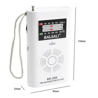 BAIJIALI KK-206 Mini Portable Radio Retro Pointer Multifunctional FM / AM Radio(White) - Radio Player by BAIJIALI | Online Shopping UK | buy2fix