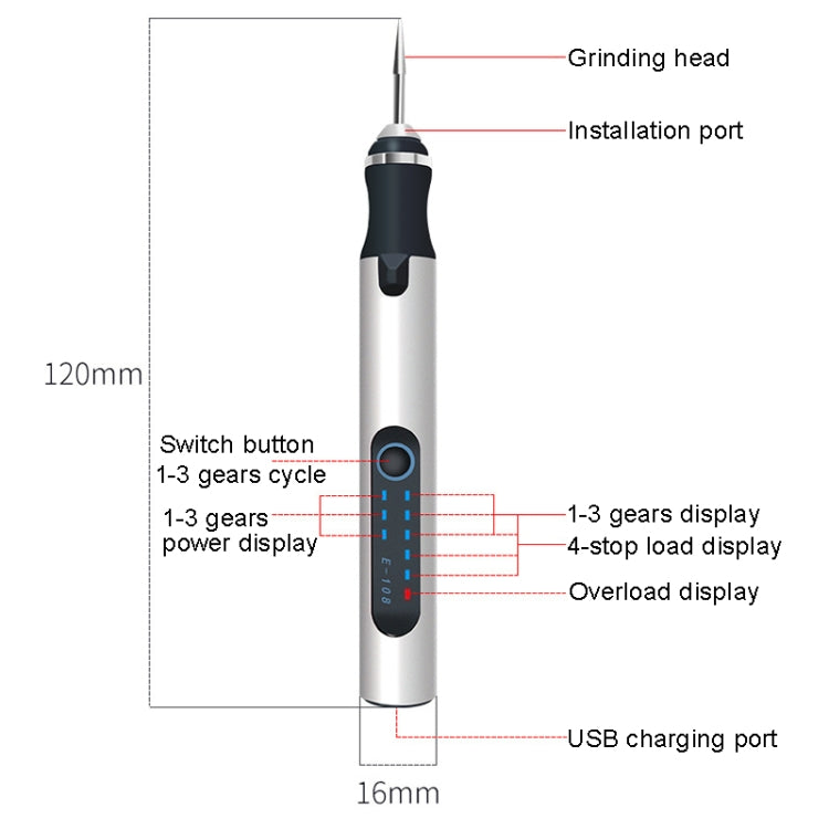 SNJ-3681 Mini Engraving Pen Wireless Polishing Electric Grinder, Style: Silver+Grinding Head - Abrasive Tools & Accessories by buy2fix | Online Shopping UK | buy2fix