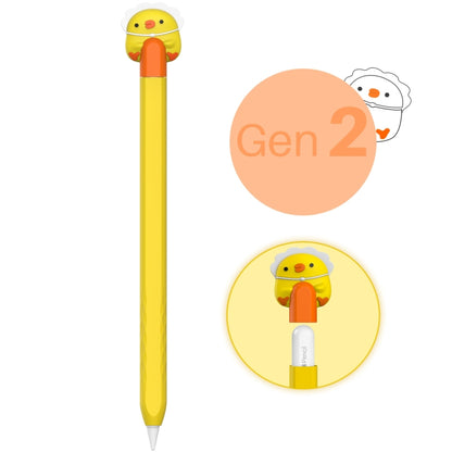 For Apple Pencil 2 AhaStyle PT-LC129 Pen Case Cartoon Silicone Protective Case(Chicken Orange) - Pencil Accessories by AhaStyle | Online Shopping UK | buy2fix