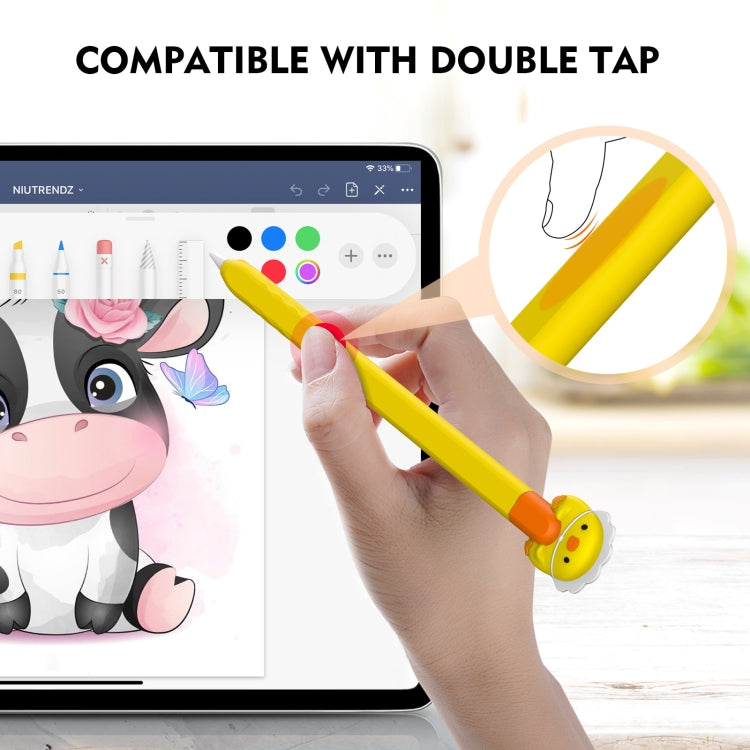 For Apple Pencil 2 AhaStyle PT-LC129 Pen Case Cartoon Silicone Protective Case(Cow White) - Pencil Accessories by AhaStyle | Online Shopping UK | buy2fix