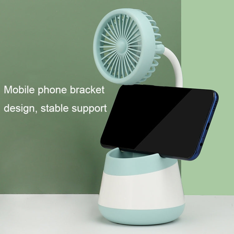 276A USB Charging Desktop Pen Holder Fan with Phone Holder Function Dormitory Portable Fan(Black) - Electric Fans by buy2fix | Online Shopping UK | buy2fix