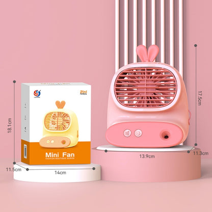 CS1319 Desktop Small Hydrating Spray Cartoon Fan Rechargeable Silent Humidifying Fan(Deer Blue) - Electric Fans by buy2fix | Online Shopping UK | buy2fix