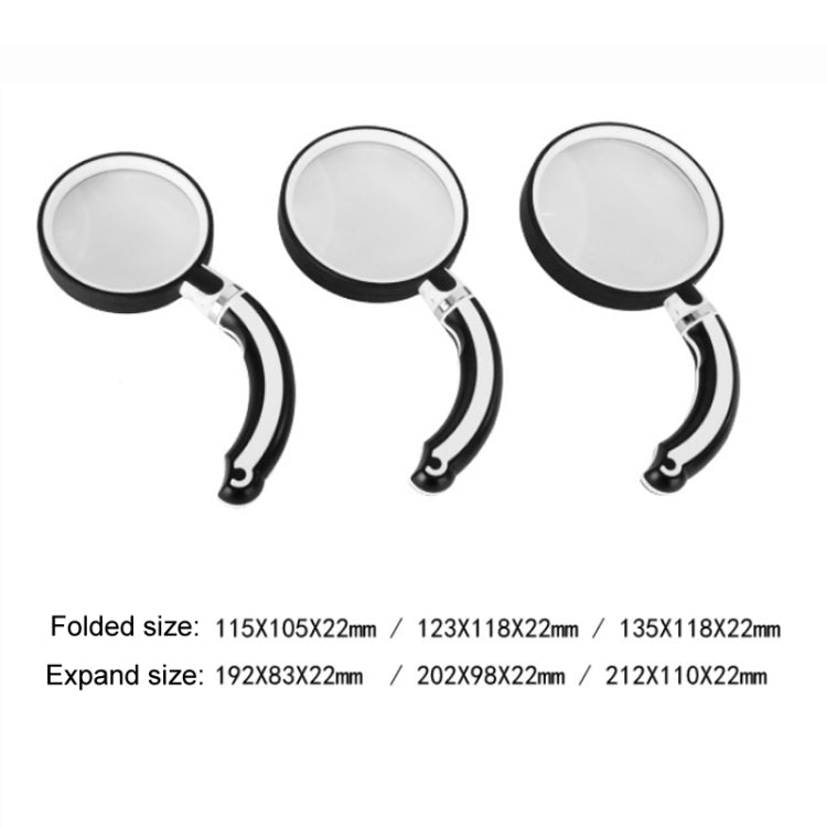 90mm Rubber Handle Folding Rotating Hand Magnifying Glass - Hand Held Style by buy2fix | Online Shopping UK | buy2fix