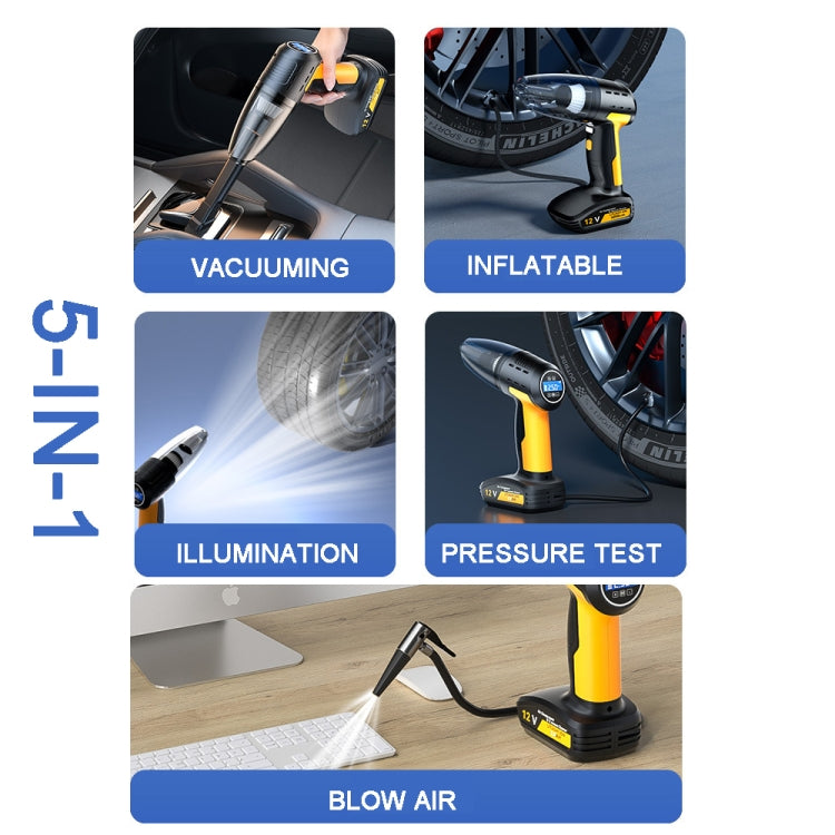 SUITU ST-6637 Wired 5 In 1 60W  Double Motor Car Vacuum Cleaner With Blowing Air Pump Pressure Measuring Lighting Function - Vacuum Cleaner by SUITU | Online Shopping UK | buy2fix