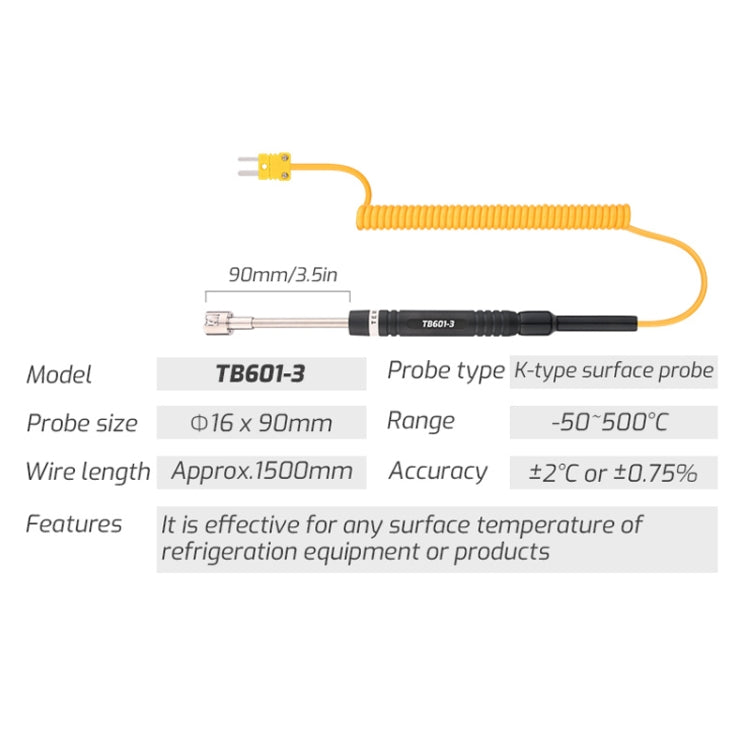 TASI TB601-3 Surface Thermocouple K-Type Probe Use With Thermometer - Thermostat & Thermometer by TASI | Online Shopping UK | buy2fix