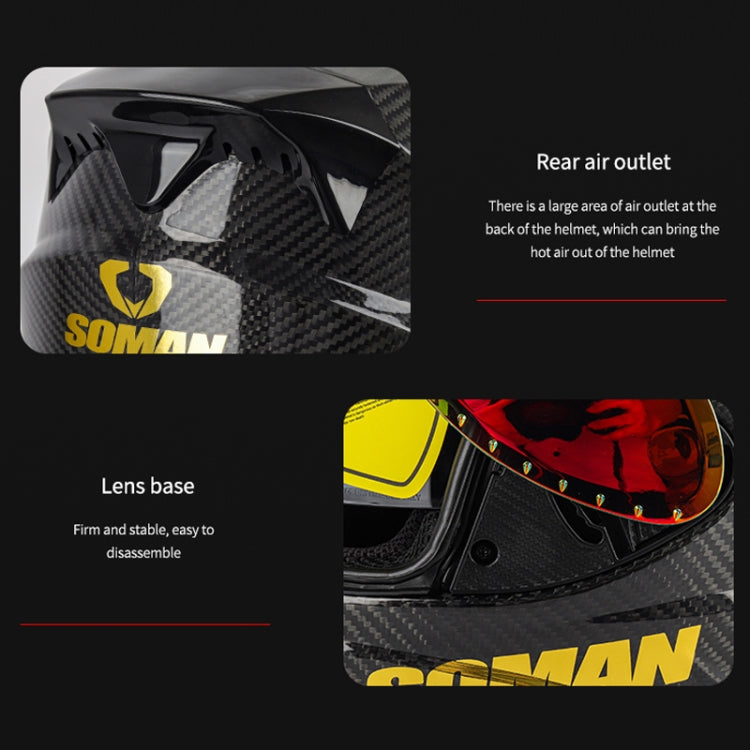 SOMAN Motorcycle Carbon Fiber Double Lens Thermal Safety Helmet, Size: XL(Cheetah Print) - Helmets by SOMAN | Online Shopping UK | buy2fix