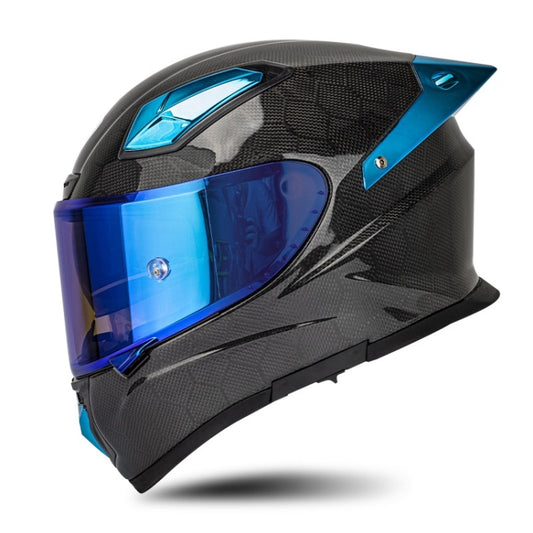 SOMAN Four Seasons Full Cover Motorcycle Helmet, Size: S(Snake Carbon Fiber Blue) - Helmets by SOMAN | Online Shopping UK | buy2fix
