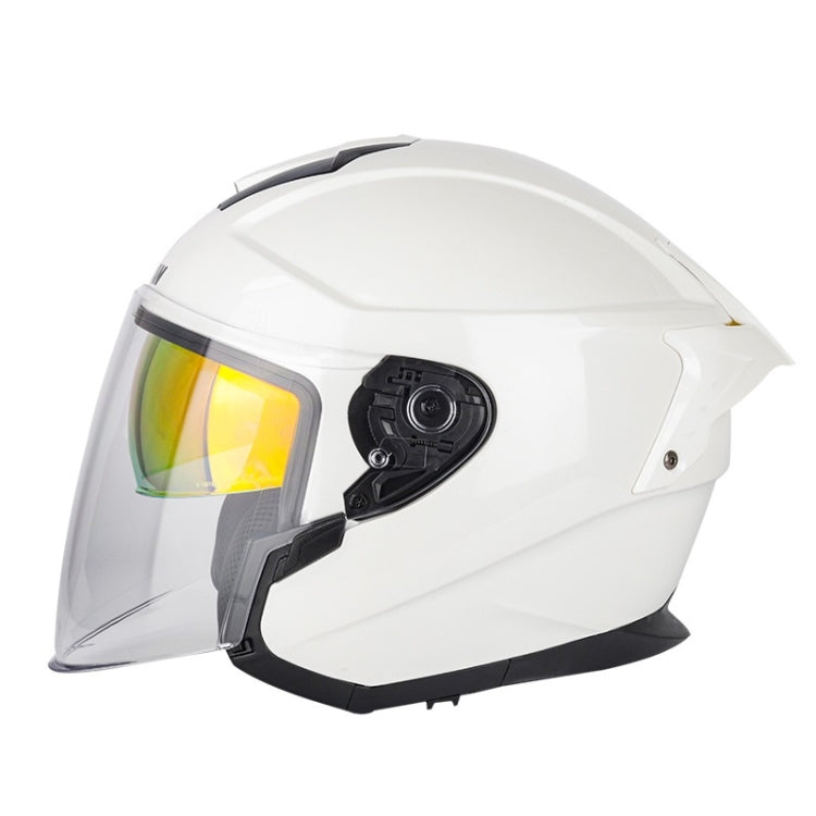 SOMAN Motorcycle Electric Bicycle Dual Lens Riding Helmet, Size: XXL(Pearl White) - Helmets by SOMAN | Online Shopping UK | buy2fix