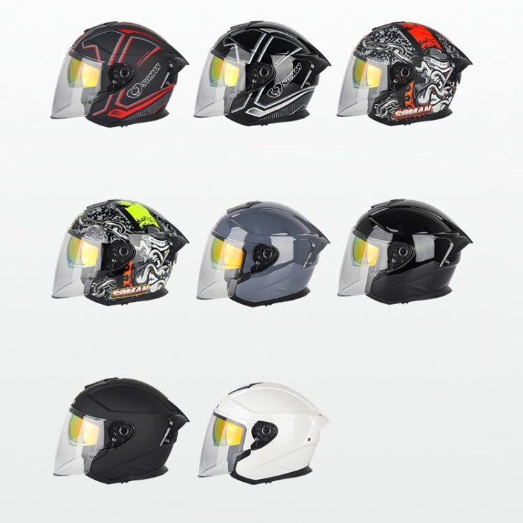 SOMAN Motorcycle Electric Bicycle Dual Lens Riding Helmet, Size: XL(Black Silver) - Helmets by SOMAN | Online Shopping UK | buy2fix