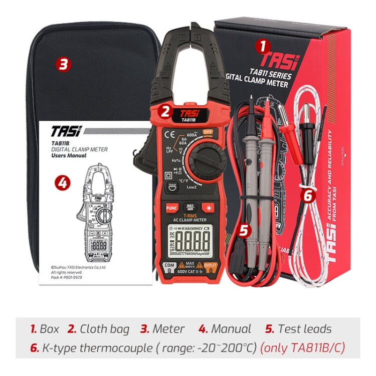 TASI TA811B Clamp Meter High Accuracy AC DC Voltage Ammeter - Digital Multimeter by TASI | Online Shopping UK | buy2fix