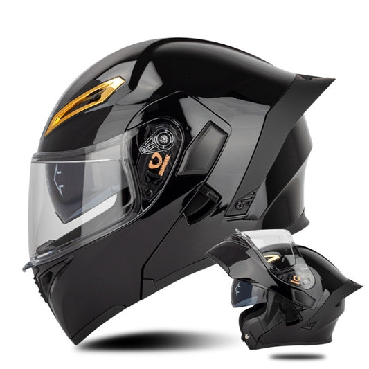 SOMAN Motorcycle Dual Lens Riding Peel-Off Full Coverage Helmet, Size: S(Bright Black) - Helmets by SOMAN | Online Shopping UK | buy2fix