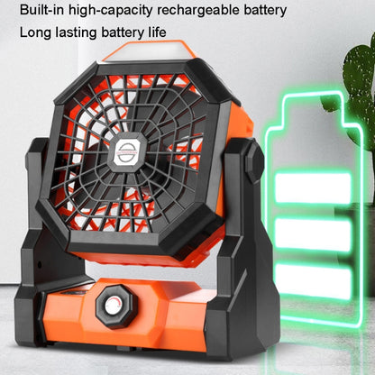 Outdoor Infinitely Variable Speed Portable Large Wind Charging Camping Lighting Fan(Black Orange) - Electric Fans by buy2fix | Online Shopping UK | buy2fix