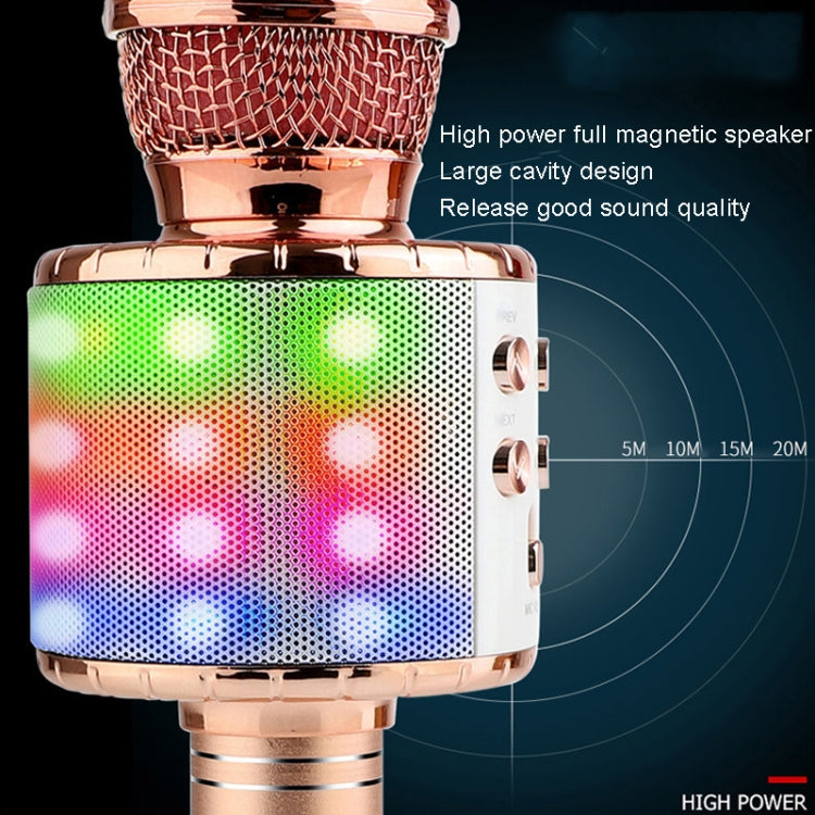 WS-858L LED Light Flashing Wireless Capacitance Microphone Comes With Audio Mobile Phone Bluetoon Live Microphone(Rose Gold) - Microphone by buy2fix | Online Shopping UK | buy2fix