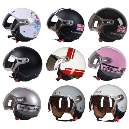 GXT Electric Vehicle Half Cover Helmet Four Seasons Retro Helmet, Size: M(Matte Black Flower) - Helmets by GXT | Online Shopping UK | buy2fix