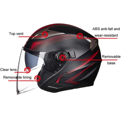 GXT 708 Electric Vehicle Dual Lens Helmet Four Seasons Safety Helmet, Size: M(Matt Black Red) - Helmets by GXT | Online Shopping UK | buy2fix