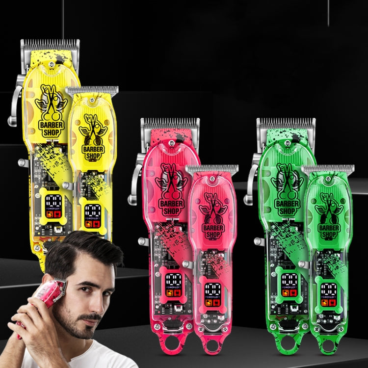 Haircutter Set Transparent Body Oil Head Electric Hair Clipper Men Home Electric Pusher(Earl Yellow) - Hair Trimmer by buy2fix | Online Shopping UK | buy2fix