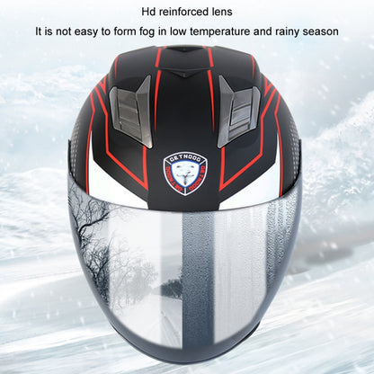 KUQIBAO Motorcycle Smart Bluetooth Sun Protection Double Lens Safety Helmet, Size: XL(Matte Black Phantom Fiber+Gray Rear Spoiler) - Helmets by KUQIBAO | Online Shopping UK | buy2fix