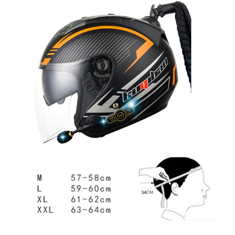 KUQIBAO Motorcycle Bluetooth Headset Double Lens Helmet With Braid, Size: XXL(White Phantom Fiber) - Helmets by KUQIBAO | Online Shopping UK | buy2fix