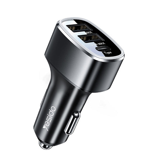 Yesido Y47 49W Double USB+Type-C/USB-C Port Car Fast Charger(Black) - Car Charger by Yesido | Online Shopping UK | buy2fix