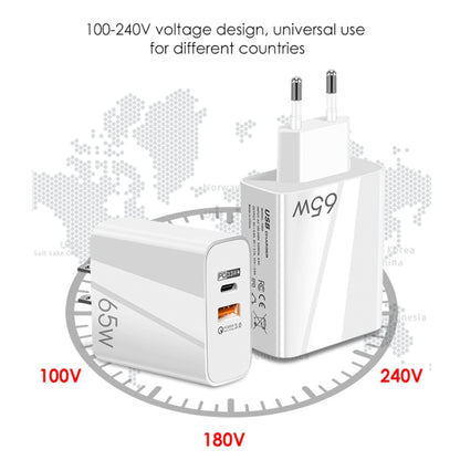 A502 65W USB-C/Type-C+USB Dual Port GaN Charger QC3.0 Laptop Universal Charger EU Plug Black - USB Charger by buy2fix | Online Shopping UK | buy2fix