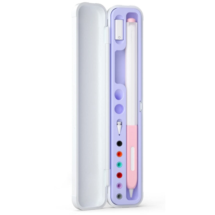 For Apple Pencil 1/2 Capacitance Pen Adapter Accessory Storage Box(Lavender Purple) - Pencil Accessories by buy2fix | Online Shopping UK | buy2fix