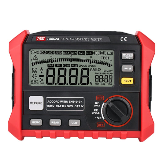 TASI TA862A Ground Resistor Tester Grounding Voltage Measurement High Precision Digital Resistance Meter - Battery & Resistance Tester by TASI | Online Shopping UK | buy2fix