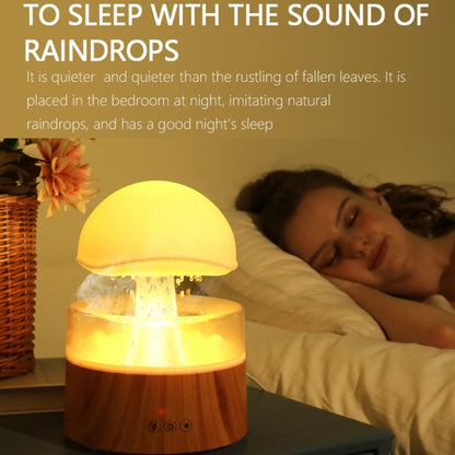 500ml Rain Humidifier Mushroom Cloud Colorful Night Lamp Aromatherapy Machine With Remote Control, Style: Rechargeable(Wood Grain) - Air Purifiers & Accessories by buy2fix | Online Shopping UK | buy2fix