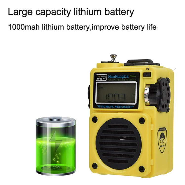 HanRongda HRD-701 Portable Full Band Radio Subwoofer Bluetooth TF Card Digital Display Radio(Yellow) - Radio Player by HanRongda | Online Shopping UK | buy2fix