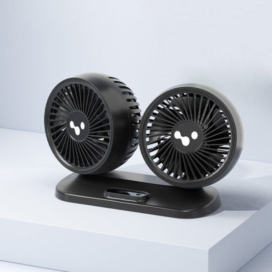 12v/24v Car Fan USB Interface Powerful Double Head Electric Fan(Olive Black) - Heating & Fans by buy2fix | Online Shopping UK | buy2fix