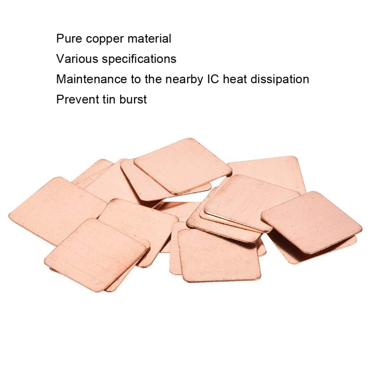 20pcs Laptop Cooling Copper Heat Sink Thermal Conductive Tabs Cell Phone Computer Graphics Card Heat Sinks 15x15x1.5mm - Others by buy2fix | Online Shopping UK | buy2fix