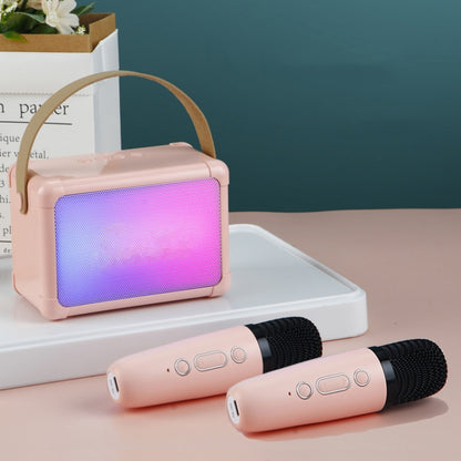 Portable RGB Lighting Effect Bluetooth Speaker Home Mini Karaoke Audio, Style: Single Microphone+Speaker(Beige) - Microphone by buy2fix | Online Shopping UK | buy2fix