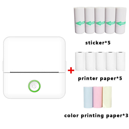 X6 200DPI Student Homework Printer Bluetooth Inkless Pocket Printer White 5 Printer Papers+5 Stickers + 3 Color Papers - Printer by buy2fix | Online Shopping UK | buy2fix