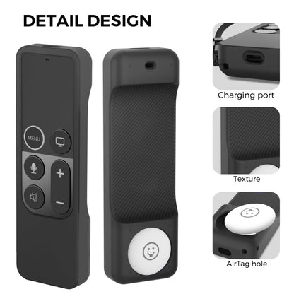 For Apple TV HD / 4K+AirTag AhaStyle PT157 Remote Control Tracker 2 In 1 Silicone Protective Cover(Black) - Remote Control Covers by AhaStyle | Online Shopping UK | buy2fix