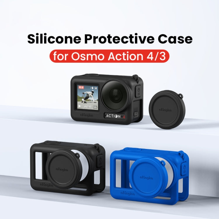 For DJI Osmo Action 4 / 3 aMagisn Silicone Protection Case Camera Protection Accessories(Black) -  by aMagisn | Online Shopping UK | buy2fix