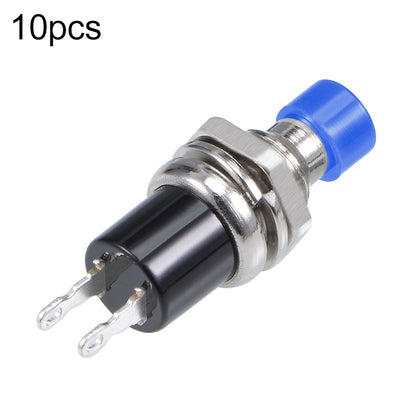 10 PCS 7mm Thread Multicolor 2 Pins Momentary Push Button Switch(Blue) - Consumer Electronics by buy2fix | Online Shopping UK | buy2fix
