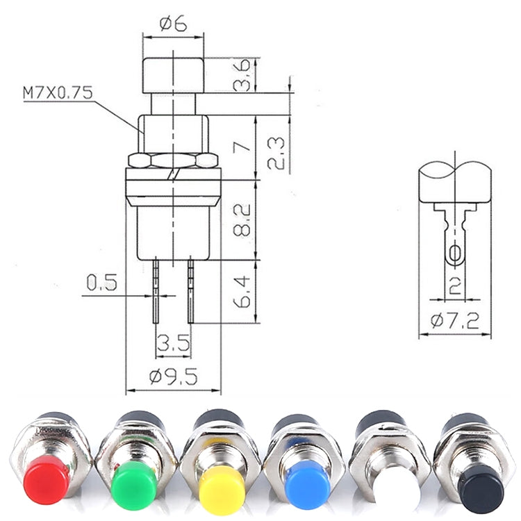 10 PCS 7mm Thread Multicolor 2 Pins Momentary Push Button Switch(Green) - Consumer Electronics by buy2fix | Online Shopping UK | buy2fix